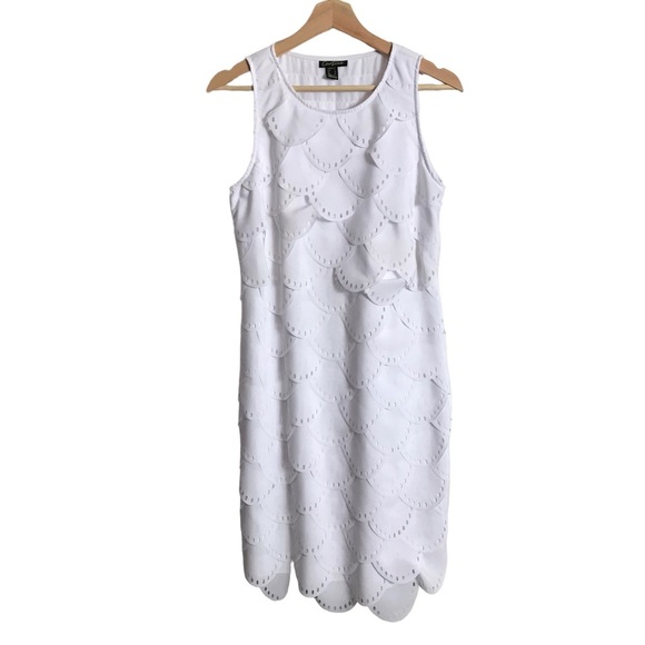 Cartise Size 6 White Scalloped Eyelet‎ Sleeveless Dress - Picture 1 of 9